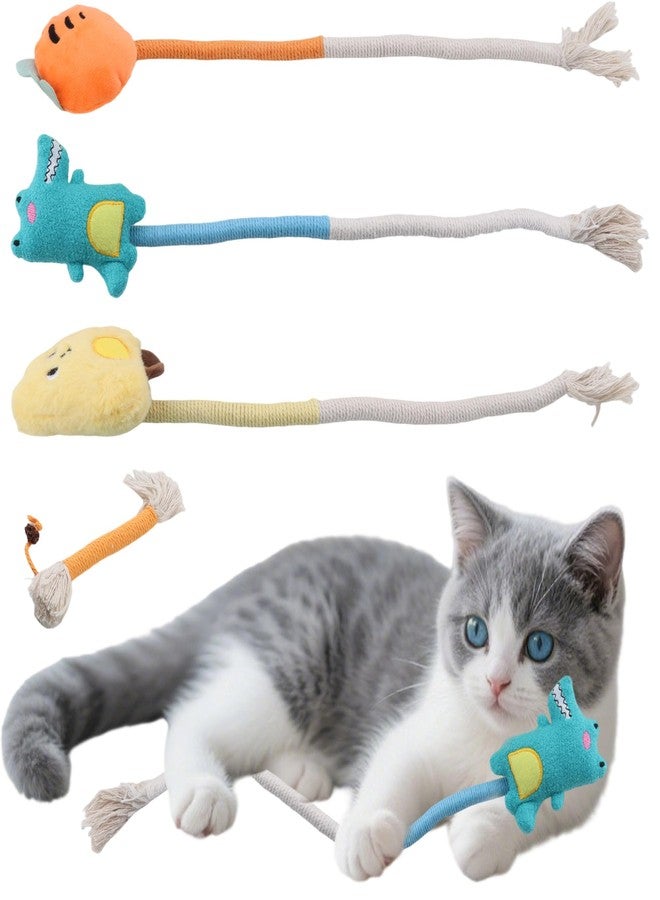 Ymcafmo 4pcs Safe Cat Rope Toy with Catnip - Dental Cleaning Chew Toys for Cats - Kitten Teething Toys - Interactive Play Toys with Feathers - Indoor Cats - Image 1
